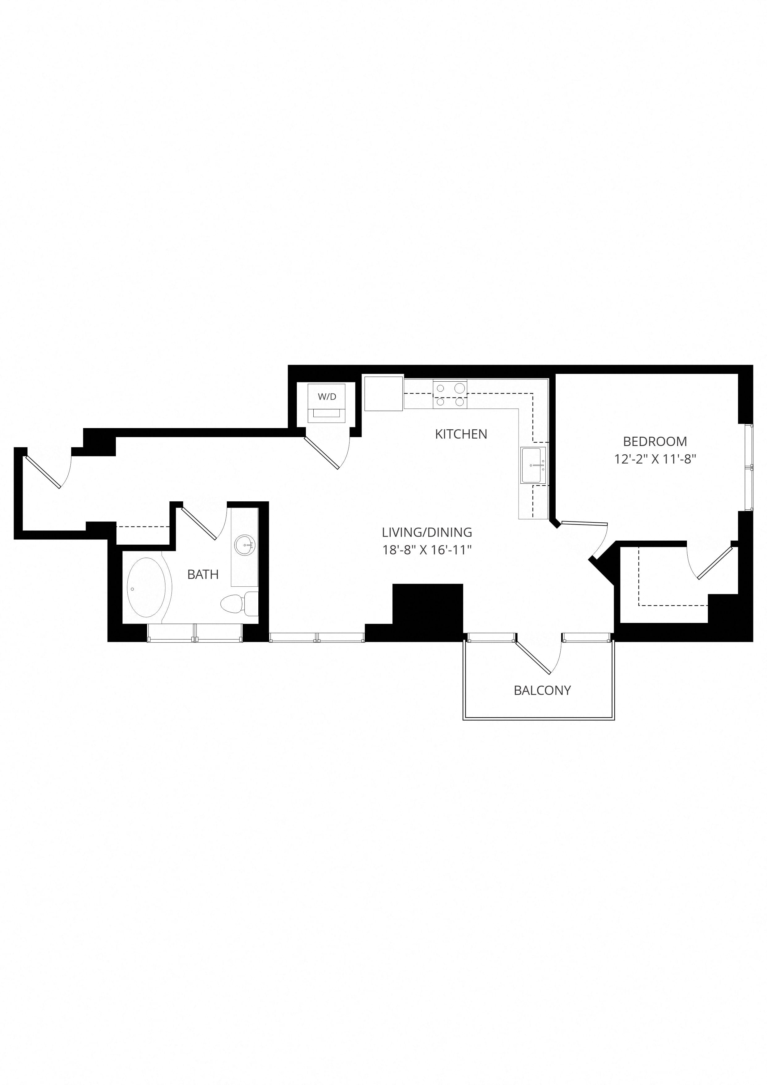 1X1 B10 floor plan